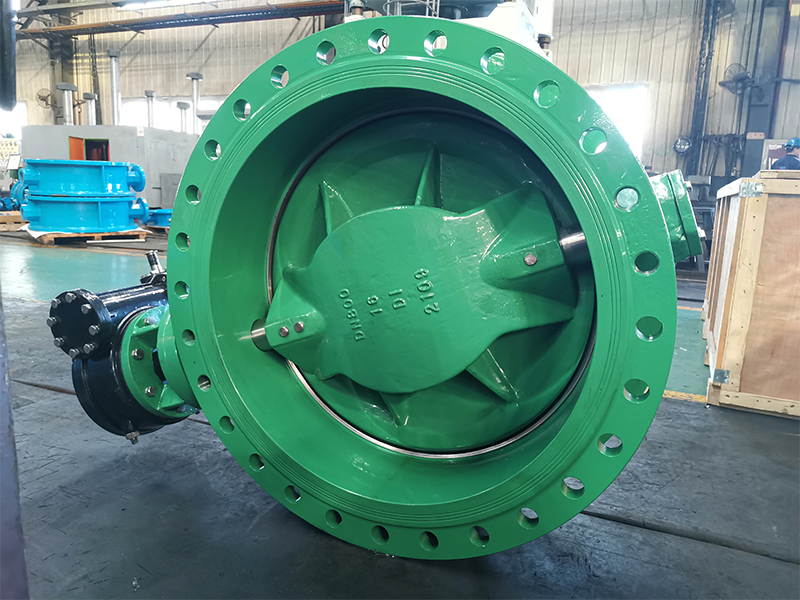 DN900 PN16 DI double eccentric butterfly valve with worm gear