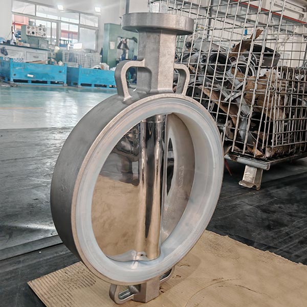 Double Shaft Polished Disc CF8 Body Silicon Rubber Wafer JIS 10K Butterfly Valve