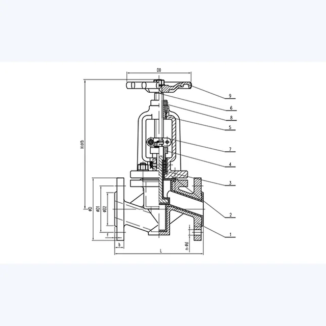 J41F46-16C Globe Valve technical drawing