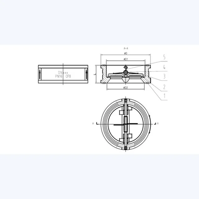 DN100 Check Valve technical drawing