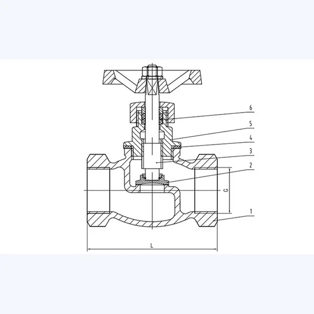 J11W Globe Valve technical drawing