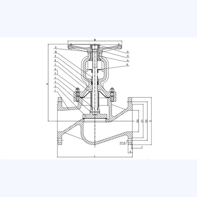 WJ41H-16C Globe Valve technical drawing