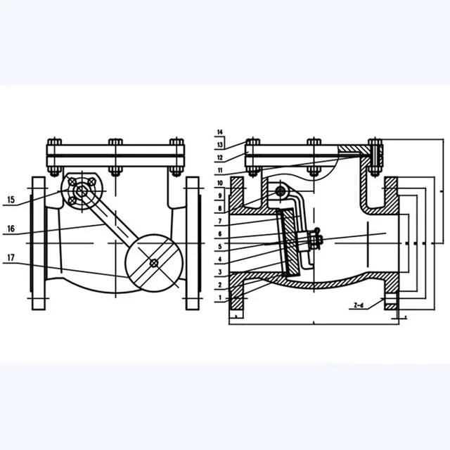 H44T-16Q Check Valve technical drawing